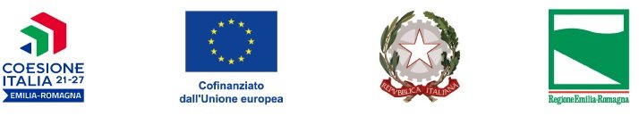 Loghi PR FESR 2021-2027: Coesione Italia 21-27 Emilia-Romagna, Cofinanziato dall'Unione europea, Repubblica Italiana, Regione Emilia-Romagna
